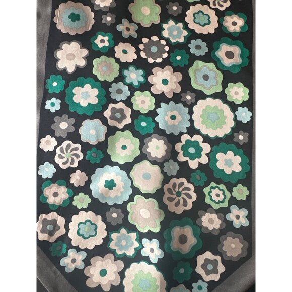 Echo Floral Print Silk Scarf With Gray Border - Picture 3 of 4